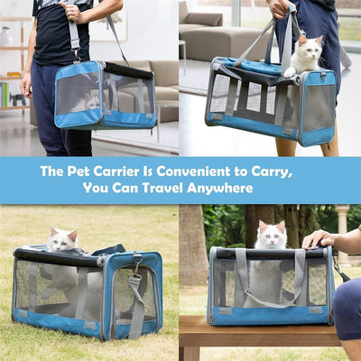 1 PCS Portable Wheeled Pet Carrier For 2 Large Cats Double Compartment Rolling Cat Travel Carrier For Two Pets