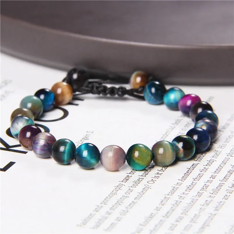 Garnets Stone Beads Bracelets Fashion Adjustable Braided Rope Bracelets Bangles Men Women Yoga Healing Balance Bracelets Jewelry