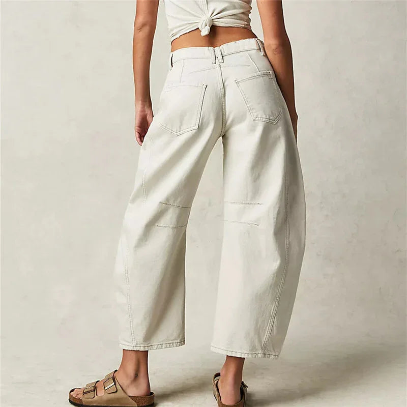 Hirigin Wide Leg Baggy Jeans Women Casual Loose Mid Waist Denim Pants 90s Boyfriend Denim Bloomers Girlfriend Barrel Jeans