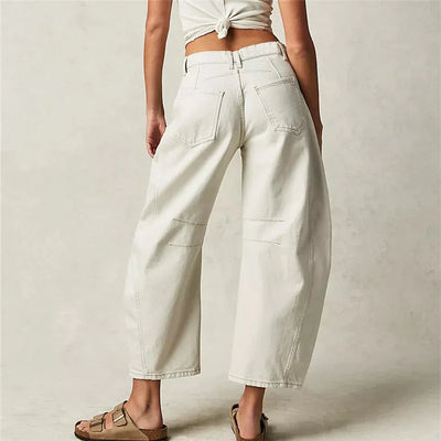 Hirigin Wide Leg Baggy Jeans Women Casual Loose Mid Waist Denim Pants 90s Boyfriend Denim Bloomers Girlfriend Barrel Jeans