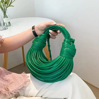 Handbags for Women Gold Luxury Designer Handwoven Noodle Bags Rope Knotted Pulled Silver Evening Clutch Chic Holder Container