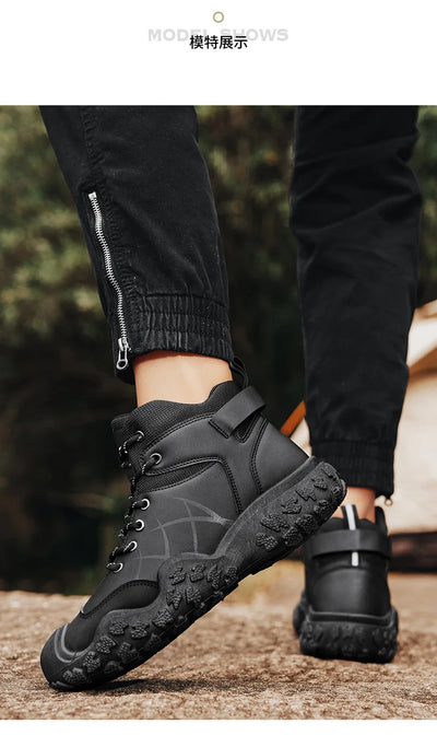 2025 Outdoor Men's Boots Hiking Shoes for Men Outdoor Boots Warm Leather Climbing Mens Shoes Waterproof Non-slip Men Ankle Boots
