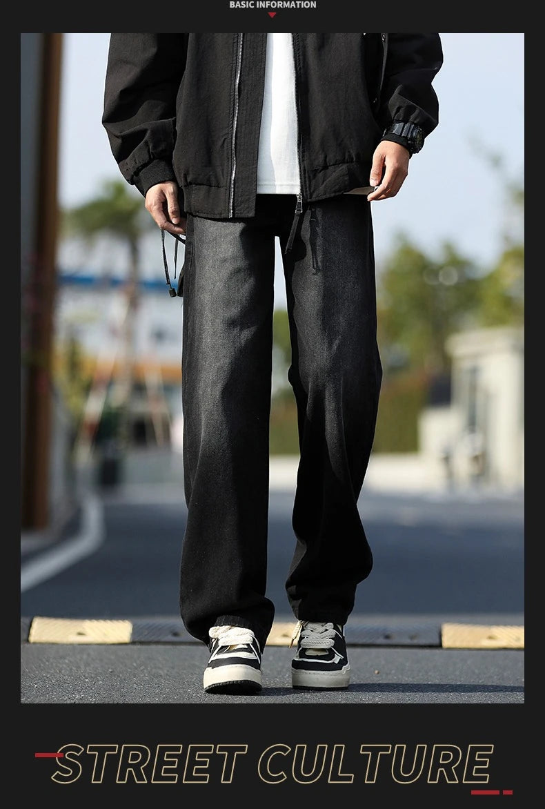 2025 New Men's Baggy Casual Jeans Male High Street Straight Leg Denim Pants American Classic Retro Autumn Casual Long Trousers