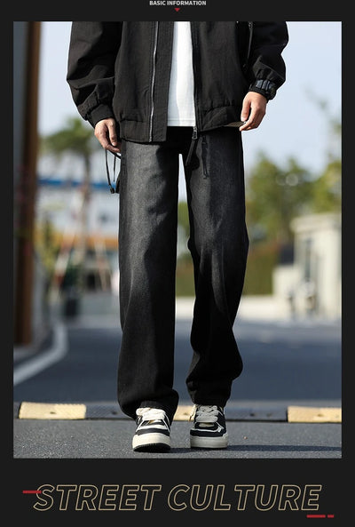 2025 New Men's Baggy Casual Jeans Male High Street Straight Leg Denim Pants American Classic Retro Autumn Casual Long Trousers