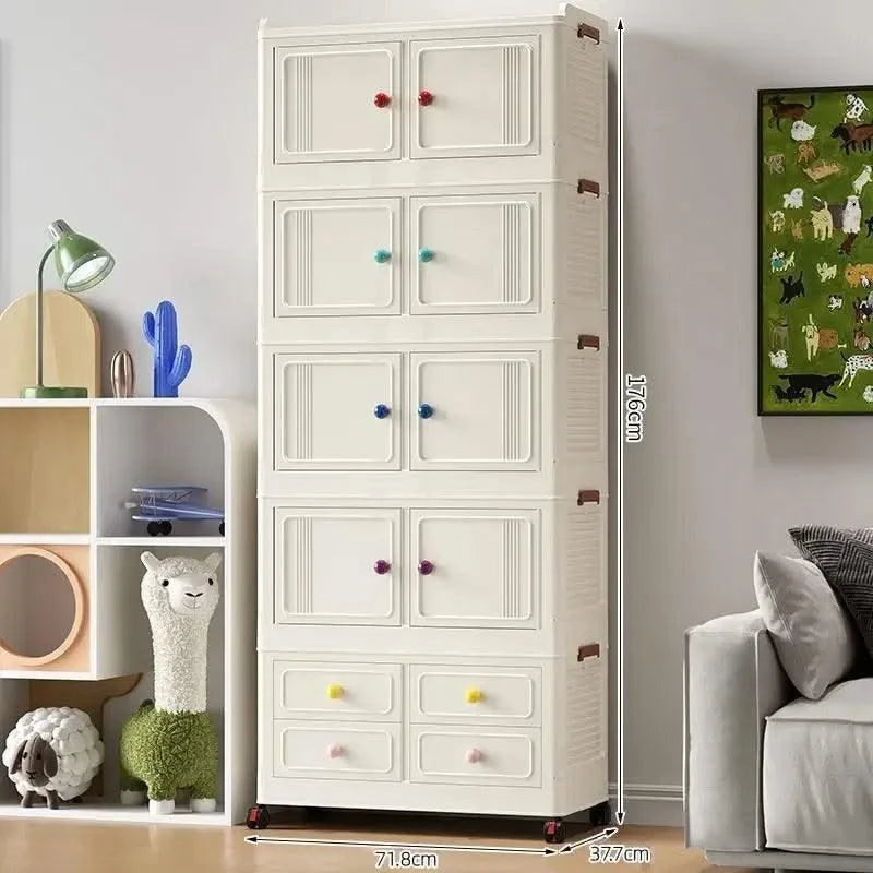 Home bedroom, children's storage cabinet, multi-layer snack cabinet, multifunctional large capacity dust-proof storage box