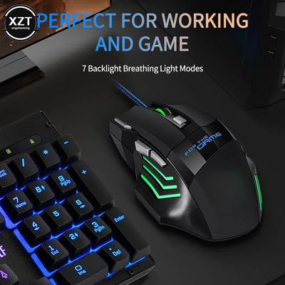 Professional Wired Gaming Mouse 7 Button Ergonomic USB Optical Mice 5500 DPI Backlight Adjustable for PC Gamer Computer Desktop