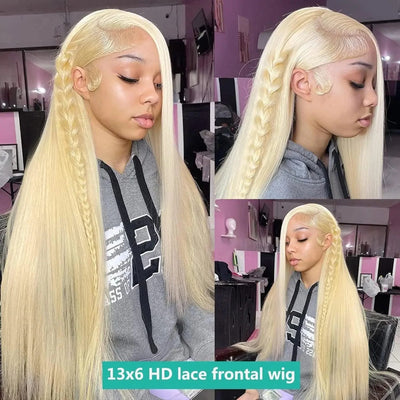 13x6 Bone Straight  Lace Frontal Honey Colored Human Hair Wig 613 Blonde Transparent Lace Front Closure Wigs for Black Women