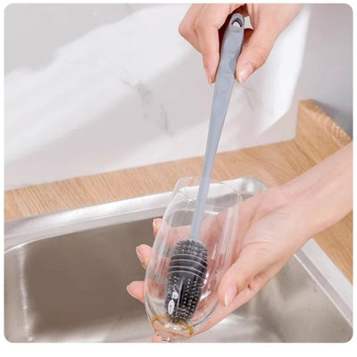 Silicone Cup Brush Cup Scrubber Glass Cleaner Kitchen Cleaning Tool Long Handle Drink Wineglass Bottle Glass Cup Cleaning Brush