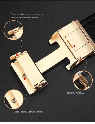 High Quality Alloy Buckle Genuine Real Leather Vintage H Automatic Buckle Belt for Men | Male