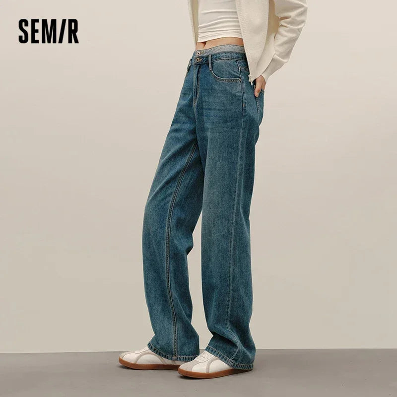 Semir 2025 Women Jeans Autumn New High-waisted Wide-leg Pants All-match Trousers for Women