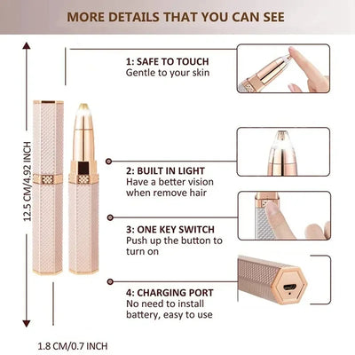 4 In1 Electric Full Body Epilator Facial Shaver for Women Painless Eyebrow Nose Leg Armpit Hair Epilator Bikini Trimmer Portable