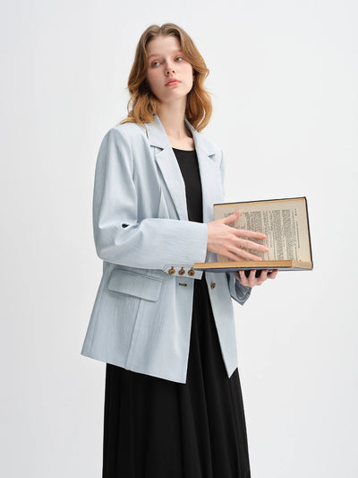 DUSHU Women's Light and Simple Commuting One-button Silhouette Suit 2025 Autumn New Casual Simple Short Jacket 25DS83087
