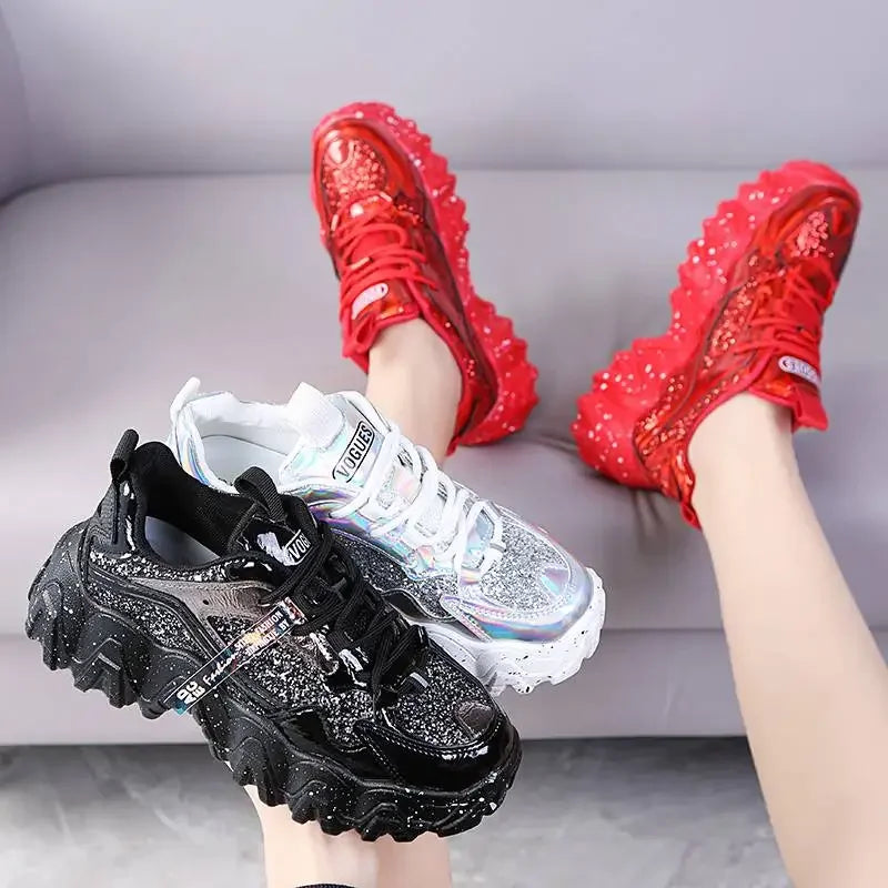 Woman’s Casual Sneakers Reflective Designer Tenis Shoes for Women Brand Fashin Platform Shoes Basket Sports Femme Walking Shoes