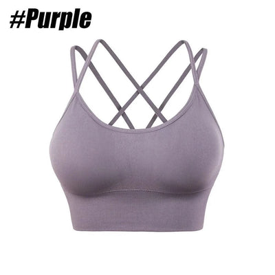 Women Strappy Sports Bras Padded Fitness Yoga Vest