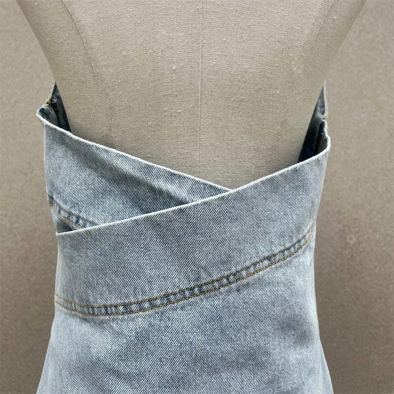 Womens dresses 2025 Summer New 3D Flower Mini Dress pure cotton sleeveless short dresses Sexy backless party dresses Denim dress