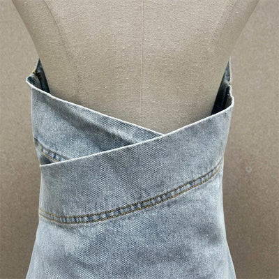 Womens dresses 2025 Summer New 3D Flower Mini Dress pure cotton sleeveless short dresses Sexy backless party dresses Denim dress