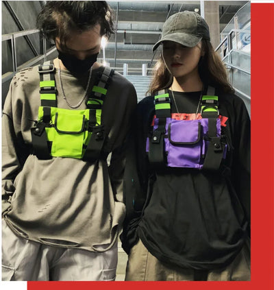 Multi-pocket Vest Bag for Men, Reflective Chest Bags, outdoor sport backpack сумка мужская bolso hombre bag for men mochilas 가방