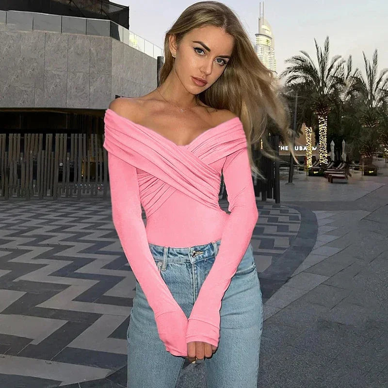 Women Spring Sexy Red Bodysuits Backless Solid Corset Slim Fashion Crossed Bodysuits Long Sleeves Casual Female Knitted Rompers
