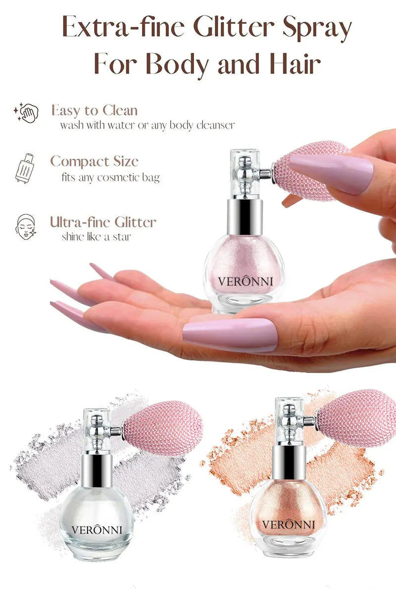 High Gloss Body Diamond Shimmering Spray Powder Highlight Powder Makeup Suitable for Facial and Body Skin Hair Clothes Cosmetics