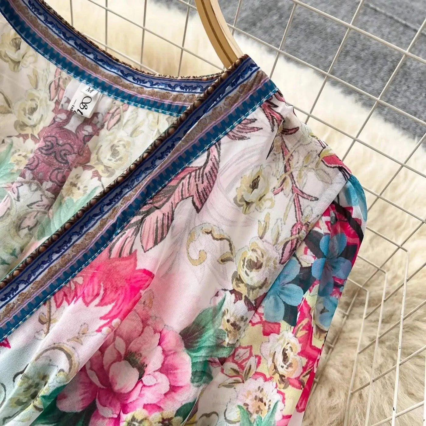 Summer Gorgeous Flower Dress Women Chiffon Clothing Sexy Deep V Neck Single Breasted Floral Print Beach Boho Long Robe Vestidos