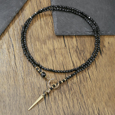 Black Bead Necklace Women'S Bold Long Boho Statement Stacked Layered Chain Choker Gothic Punk Festival Jewelry Gift For Her