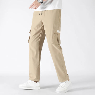 Men's Casual Wide Leg Pants Loose Straight Hip-Hop Streetwear Fashion Cargo Trousers with Pockets