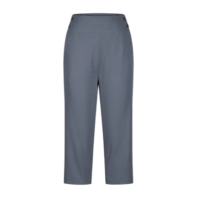 Women Elastic High Waist 3/4 Pant Casual Active Fit Wide Capris Leg Pants Trousers With Pockets Pants Woman брюки женские