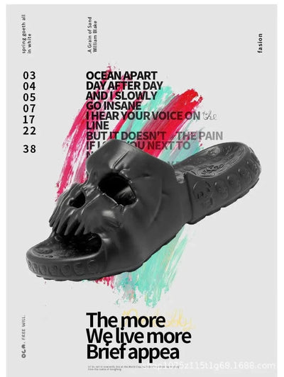 Platform Skull Slippers Demon Home Cloud Summer Beach Sandal Slides Y2k Flip Flops Men Male Soft House Shoes Flat Clapper Women