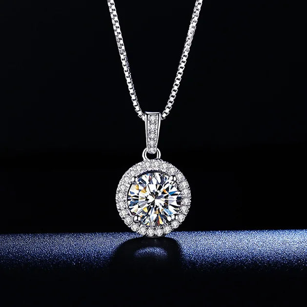 2ct Lab Diamond Solitaire Pendant Necklace 925 Sterling Silver Choker Statement Necklace Women Silver 925 Jewelry With Box Chain
