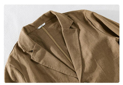men's Blazers Linen and Cotton Casual men clothing fashion 2024 Spring Autumn Solid Tops for Young men loose Suit Coat