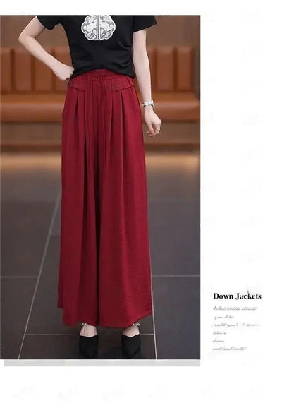Women's Wide-leg Pants Spring Summer New High-waisted Slim Straight Pants New Chinese Style Draped Loose Fashionable Skirt Pants