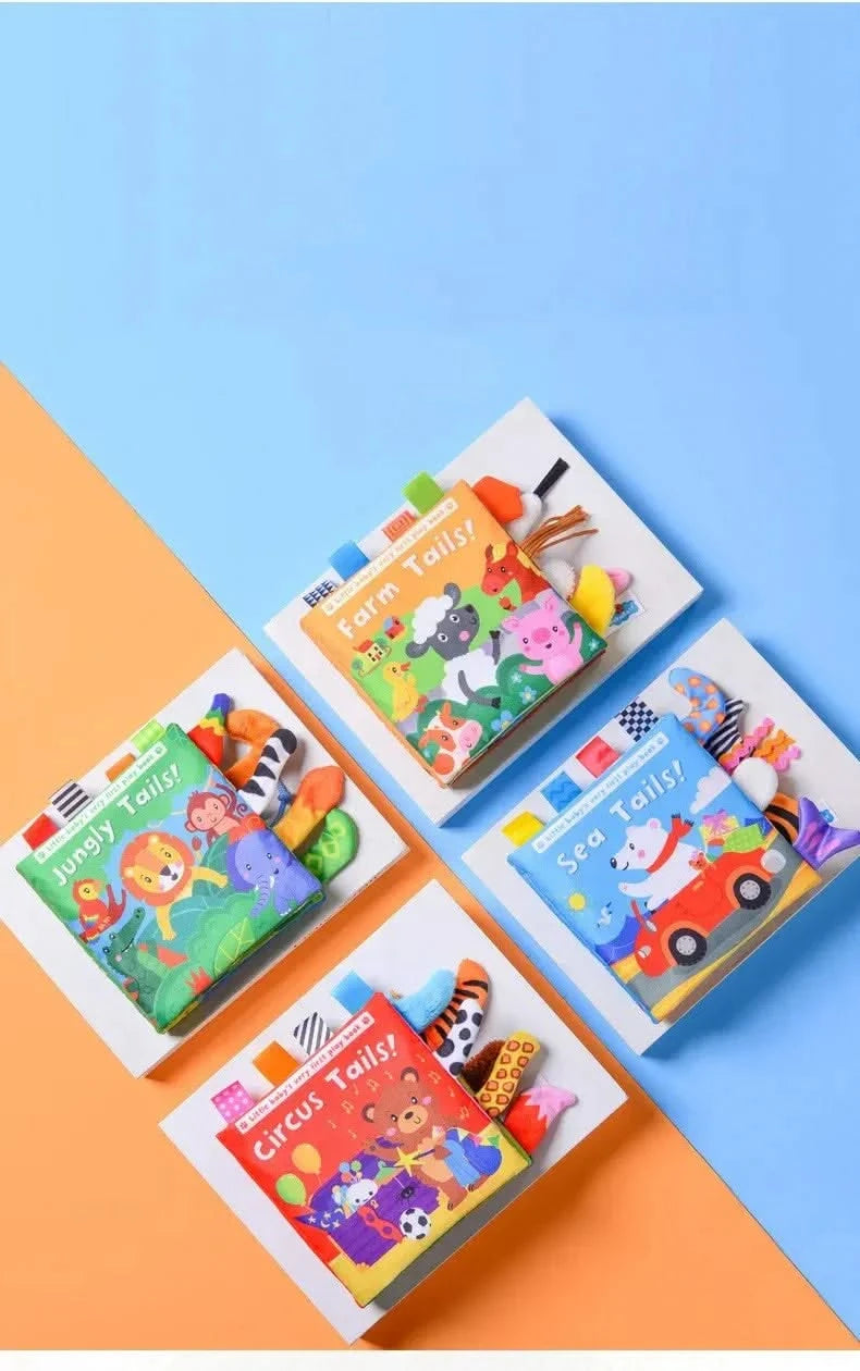 Montessori Education Baby Toys Busy Book Cartoon Animals Tail Interactive Parent-Child Fun Baby Cloth Book Baby Toys 0 6 Months