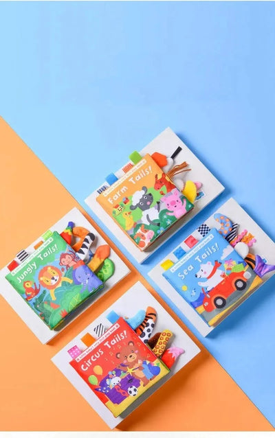 Montessori Education Baby Toys Busy Book Cartoon Animals Tail Interactive Parent-Child Fun Baby Cloth Book Baby Toys 0 6 Months