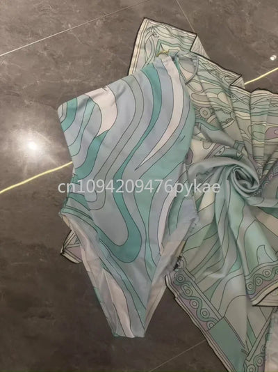 Luxury Design Women's Blue Scarf Swimsuit Designer Brand Lady Beach Swimswear