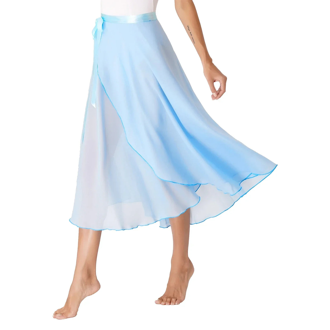 Womens Chiffon Lace-Up Flowy Skirt Ballet Modern Dance Training Costume Summer Solid Color High Waist Boho Midi Skirts Elegant