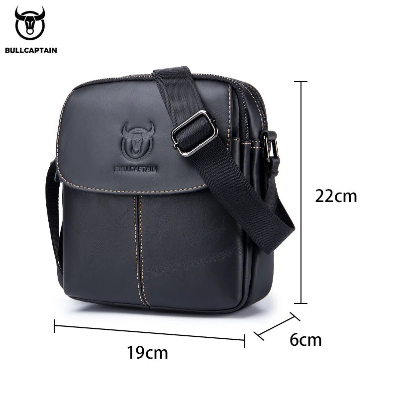 BULLCAPTAIN-Men's Leather Shoulder Bag Brand Casual Men's Bags Small Mini Multifunctional Crossbody Bag's D07