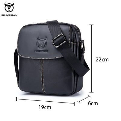 BULLCAPTAIN-Men's Leather Shoulder Bag Brand Casual Men's Bags Small Mini Multifunctional Crossbody Bag's D07