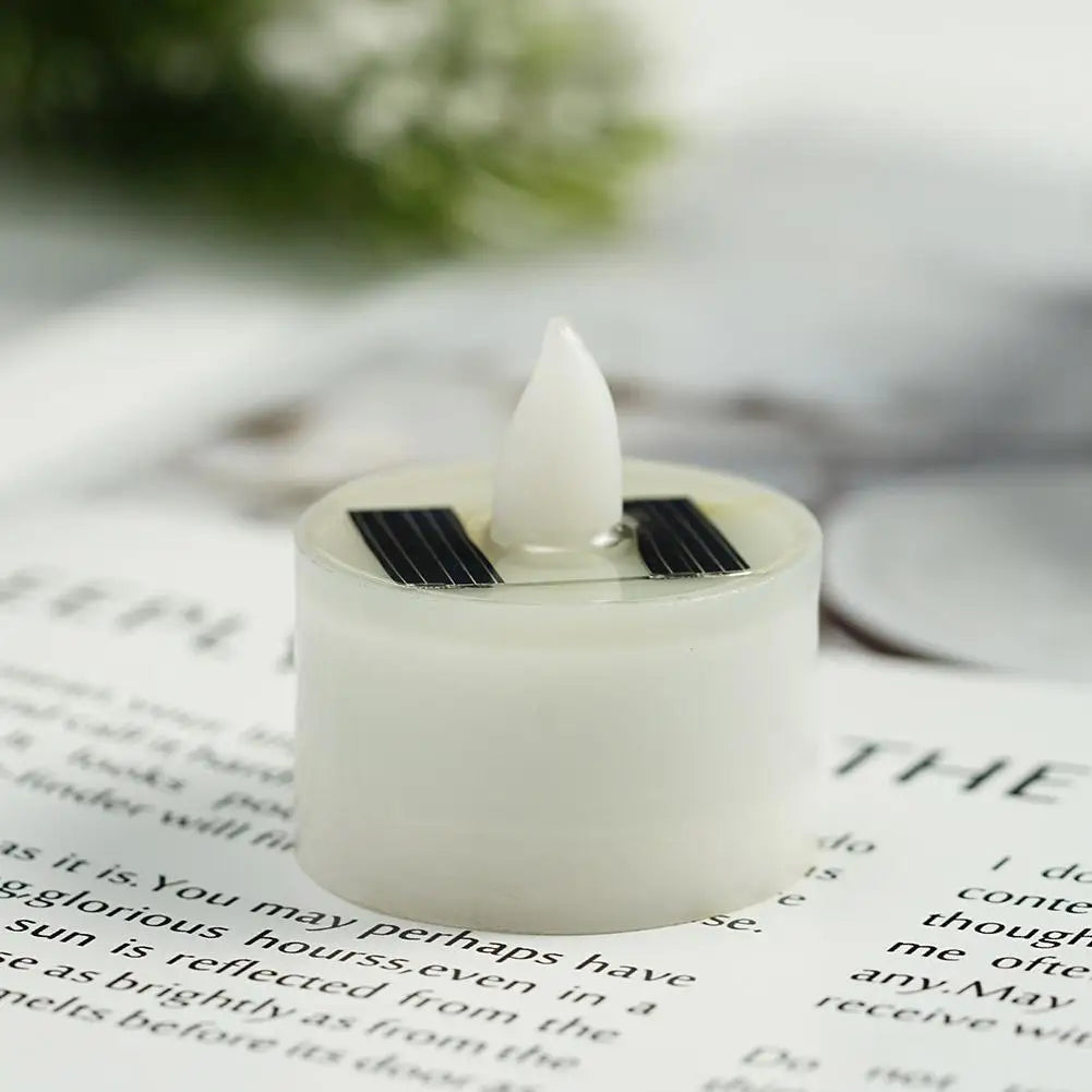 Solar Candle Tea Lamp Smokeless Simulation LED Electronic Candle Lamp Outdoor Christmas Halloween Tea Wax
