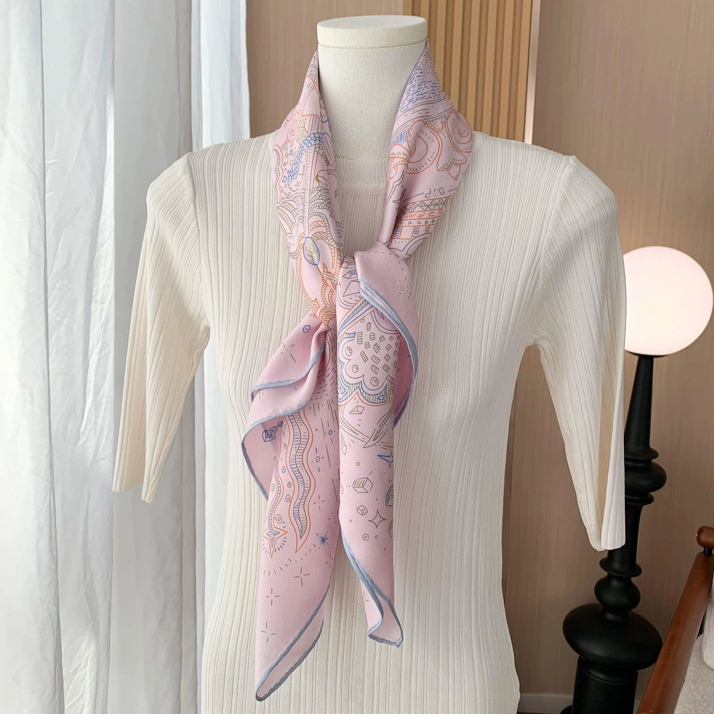 100% Real Silk Scarf Shawl Large Head Scarves Hijab for Hair Wrapping 90cm
