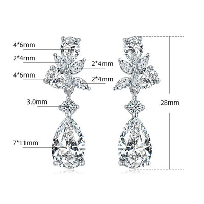 LinkerLove Moissanite Water Drop Pendant Earrings Real 925 Sterling Silver Earrings for Women Engagement Wedding Fine Jewelry