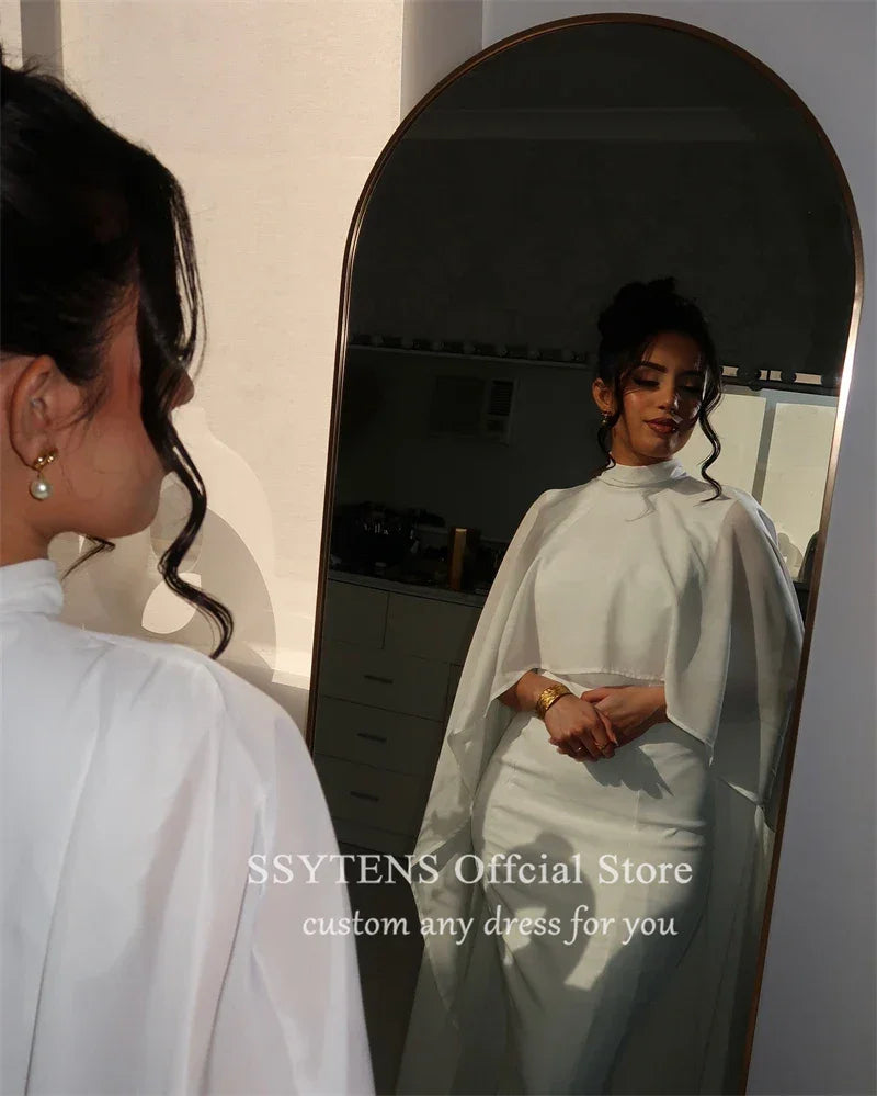 SSYTENS Modern High Neck Wedding Dress For Women Saudi Long Custom Occasions Bridal Gowns Dubai Elegant Women Sheath Bride Dress