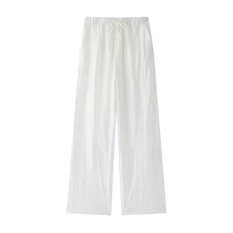 Women's Jacquard Oversized Shirt Trousers Short Sleeves Suit Lapel Shirt High Waist Elastic Straight Leg Pants Chic Female Set