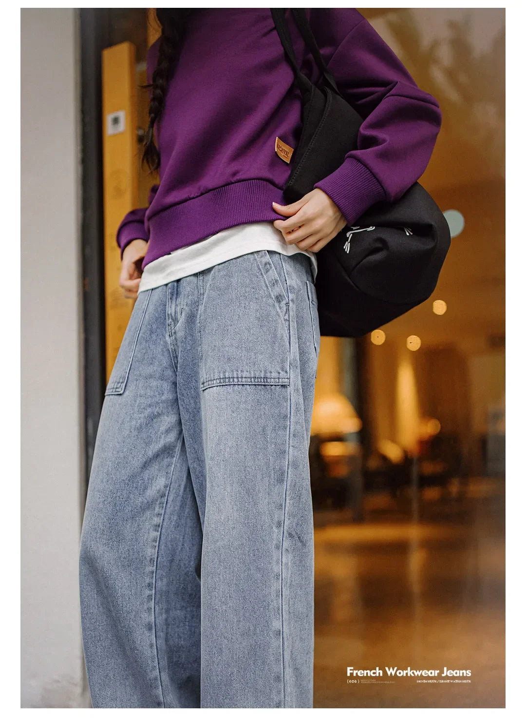 Maden Vintage Straight Denim Jeans with Washed YKK Zipper Loose Fit Casual Trousers for Women's Fall and Winter Versatile Pants