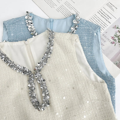 High Quality Luxury Small Fragrance Tweed Dresses For Women 2025 Sweet Short Summer Dress Party Vestidos Robes Roupas Feminina