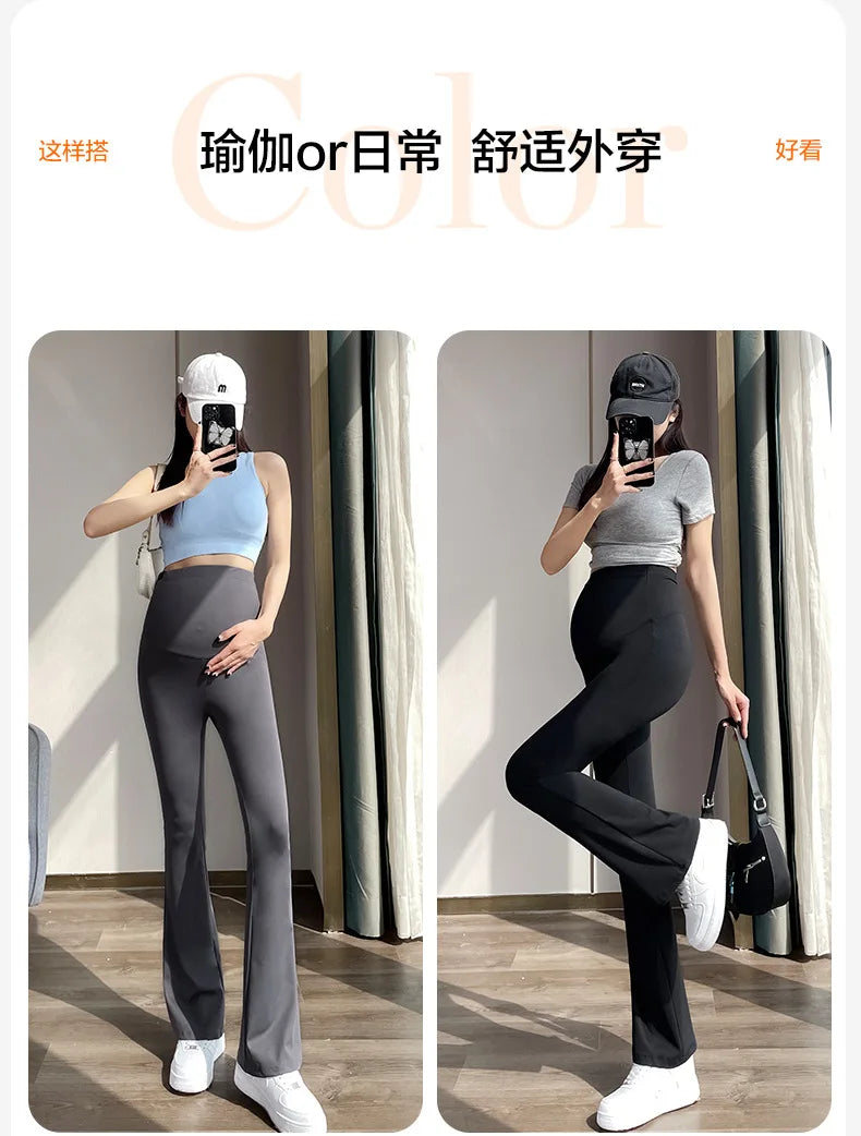 Maternity Leggings for Pregnant Women Yoga Flared High-waisted Trousers Pregnancy Clothes