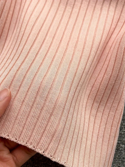 Pink Solid Sexy Off Shoulder Knitted Tube Top for Women