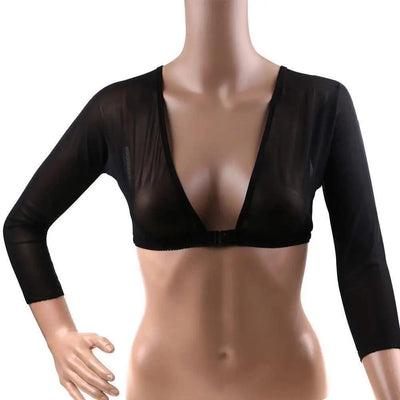 Women Bottom Sleeve Tops Fashion Front Button Long-sleeved T-shirt Mesh Top