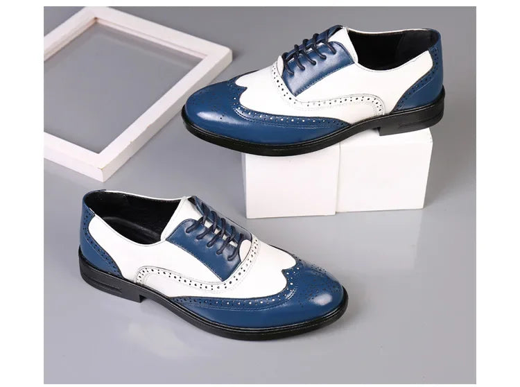 Retro Men's Oxford Shoes Fashion Block Carved Casual Shoes Social Shoes Male Business Dress Leather Shoe Zapatos Para Hombres