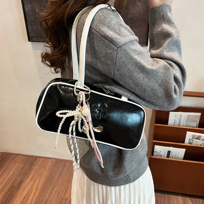Designer Bowling Tote Women's Oversized Shoulder Bag, High-Capacity Office Handbag, Fashionable Minimalist Crossbody Purse