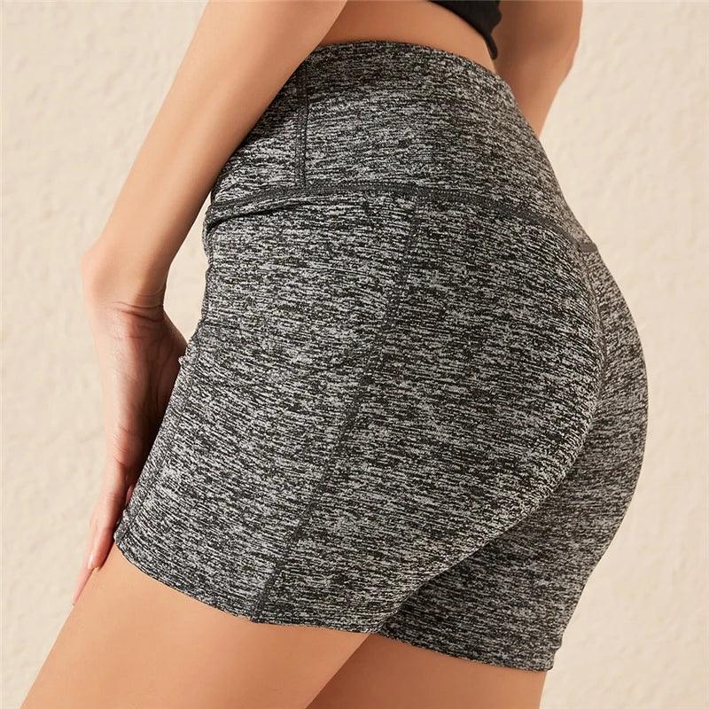 Women's Sports Shorts Biker Short Pocket High Waist Yoga Legging Fitness Tights Women Cycling Athletic Gym Running Yoga Shorts